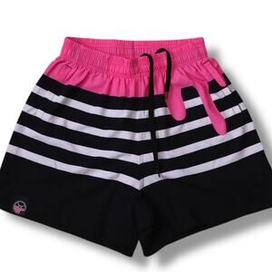 Kinda Fit Kinda Fat Pink Drip Striped Quick Dry Athletic Board Shorts‎ M